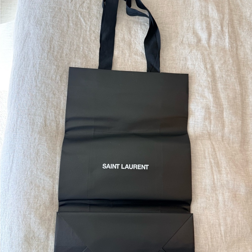 Saint Laurent Black Tote with White Logo Empty Aurhentic